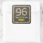 [ Thumbnail: 96th Birthday: Floral Number, Faux Wood Look, Name Sticker ]