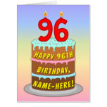 [ Thumbnail: 96th Birthday: Fun Cake & Candles, W/ Custom Name Card ]