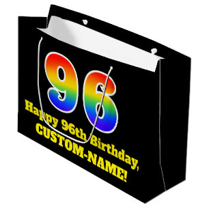 96th Birthday ~ Fun, Colorful, Vibrant, Rainbow 96 Large Gift Bag