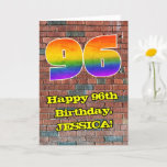 [ Thumbnail: 96th Birthday: Fun Graffiti-Inspired Rainbow 96 Card ]