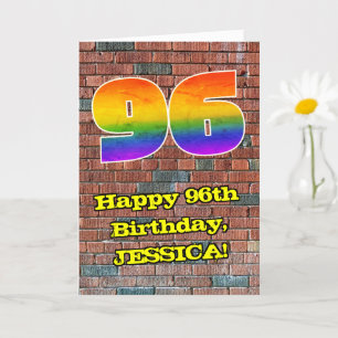 96th Birthday: Fun Graffiti-Inspired Rainbow 96 Card
