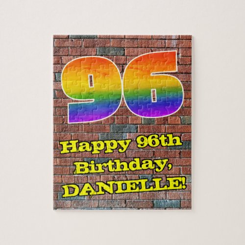 96th Birthday Fun Graffiti_Inspired Rainbow 96 Jigsaw Puzzle