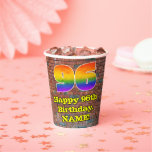 [ Thumbnail: 96th Birthday: Fun Graffiti-Inspired Rainbow 96 Paper Cups ]