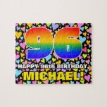 [ Thumbnail: 96th Birthday — Fun, Loving Heart Shapes + “96” Jigsaw Puzzle ]
