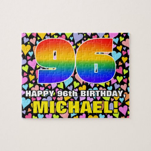 96th Birthday  Fun Loving Heart Shapes  96 Jigsaw Puzzle