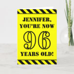 [ Thumbnail: 96th Birthday: Fun Stencil Style Text, Custom Name Card ]