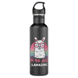 96th Birthday Llamazing Llama 96 Year Old Birthday Stainless Steel Water Bottle