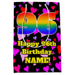 [ Thumbnail: 96th Birthday: Loving Hearts Pattern, Rainbow # 96 Gift Bag ]