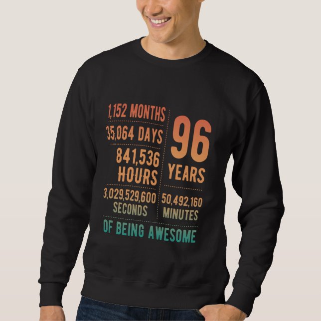 96th Birthday Men Women Funny 96 Years Old Sweatshirt (Front)