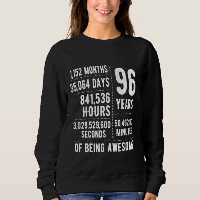 96th Birthday Men Women Funny 96 Years Old Sweatshirt (Front)