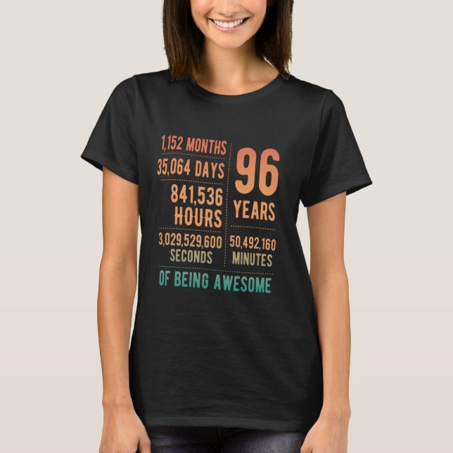 96th Birthday Men Women Funny 96 Years Old T-Shirt (Front)
