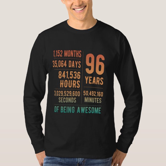 96th Birthday Men Women Funny 96 Years Old T-Shirt (Front)
