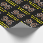 [ Thumbnail: 96th Birthday: Name & Faux Wood Grain Pattern "96" Wrapping Paper ]