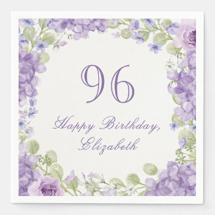 96th Birthday Napkins Elegant Purple Floral