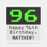 [ Thumbnail: 96th Birthday - Nerdy / Geeky Style "96" & Name Napkins ]