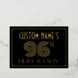 [ Thumbnail: 96th Birthday Party — Art Deco Style “96” + Name Invitation ]