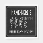 [ Thumbnail: 96th Birthday Party: Art Deco Style + Custom Name Napkins ]