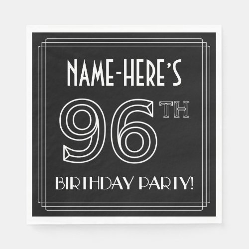 96th Birthday Party Art Deco Style  Custom Name Napkins
