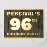 [ Thumbnail: 96th Birthday Party: Bold, Faux Wood Grain Pattern Invitation ]