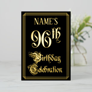 96th Birthday Party — Fancy Script & Custom Name Foil Invitation