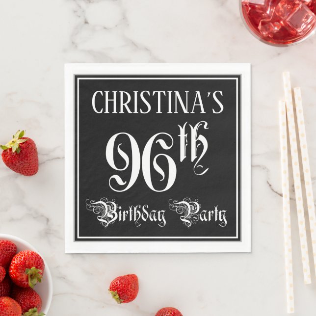 96th Birthday Party — Fancy Script + Custom Name Napkins (Insitu)