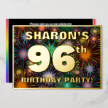 [ Thumbnail: 96th Birthday Party — Fun, Colorful Fireworks Look Invitation ]