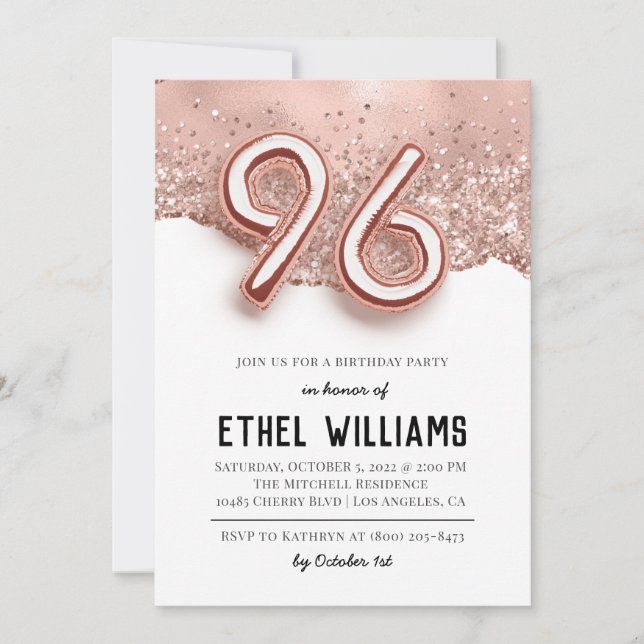 96th Birthday Party Invitation (Front)