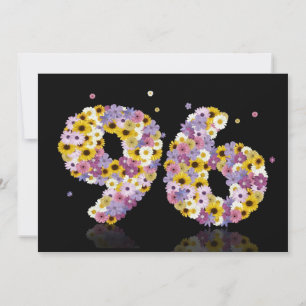 96th Birthday party, with flowered letters Invitation