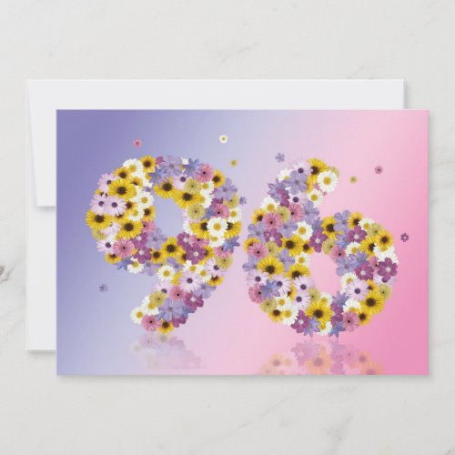 96th Birthday party with flowered letters Invitation