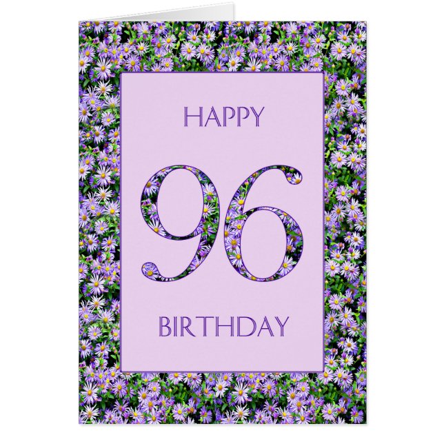 96th Birthday Purple Daisies Cards (Front)