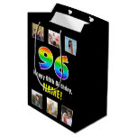 [ Thumbnail: 96th Birthday: Rainbow “96“, Custom Photos & Name Gift Bag ]