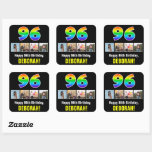 [ Thumbnail: 96th Birthday: Rainbow “96”; Custom Photos & Name Sticker ]