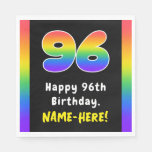 [ Thumbnail: 96th Birthday: Rainbow Spectrum # 96, Custom Name Napkins ]