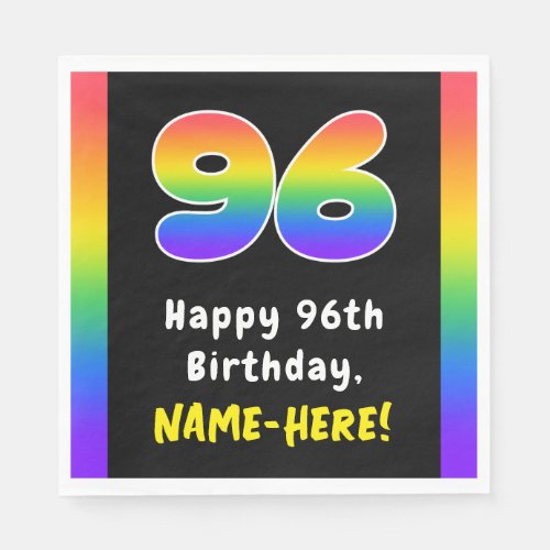 96th Birthday Rainbow Spectrum  96 Custom Name Napkins