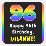 [ Thumbnail: 96th Birthday: Rainbow Spectrum # 96, Custom Name Sticker ]