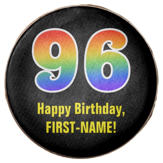 96th Birthday - Rainbow Spectrum Pattern Number 96 Chocolate Covered Oreo (Front)