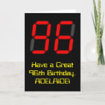 [ Thumbnail: 96th Birthday: Red Digital Clock Style "96" + Name Card ]