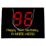 [ Thumbnail: 96th Birthday: Red Digital Clock Style "96" + Name Gift Bag ]