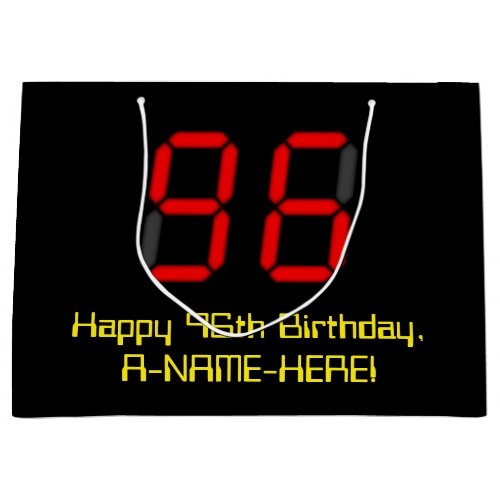 96th Birthday Red Digital Clock Style 96  Name Large Gift Bag