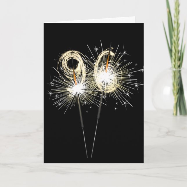 96th Birthday Sparklers on Black Card (Front)
