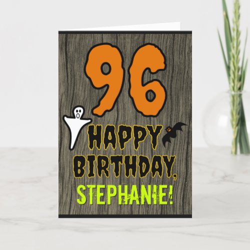 96th Birthday Spooky Halloween Theme Custom Name Card