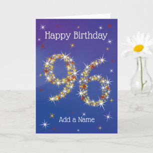 96th Birthday - Star Numbers - Blue - Age 96 Card