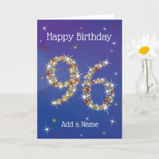 96th Birthday - Star Numbers - Blue - Age 96 Card