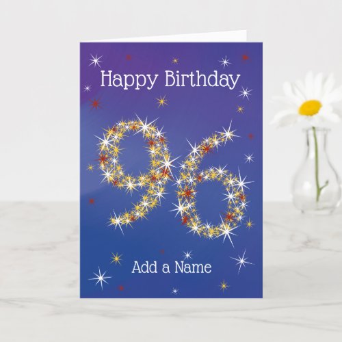 96th Birthday _ Star Numbers _ Blue _ Age 96 Card