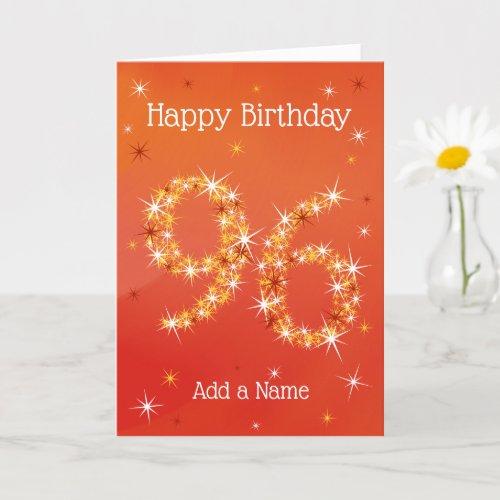 96th Birthday _ Star Numbers _ Red _ Age 96 Card