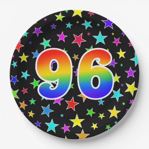 96th Event Bold Fun Colorful Rainbow 96 Paper Plates