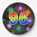[ Thumbnail: 96th Event - Fun, Colorful, Bold, Rainbow 96 Paper Plates ]