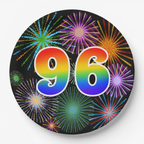 96th Event _ Fun Colorful Bold Rainbow 96 Paper Plates