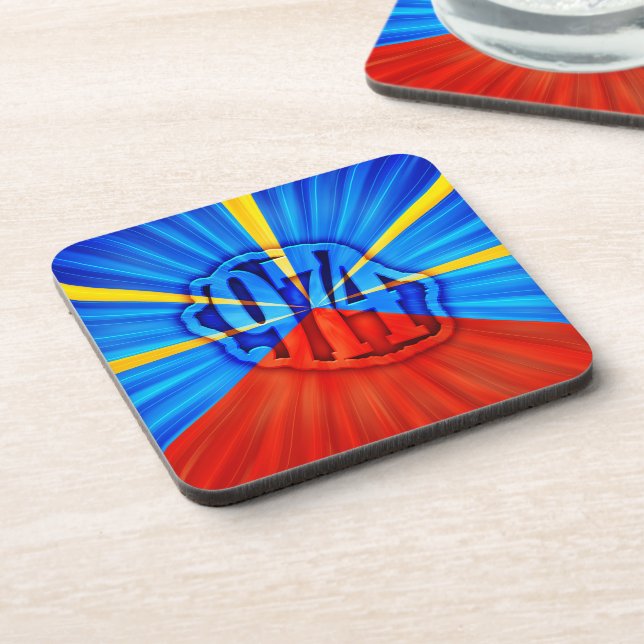 974 Reunion Island - Reunion flag Beverage Coaster (Left Side)