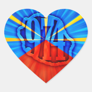 974 Reunion Island - Reunion flag Heart Sticker